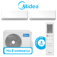 фото Комплект мульти сплит системы Midea серии BREEZELESS E на 2 комнаты